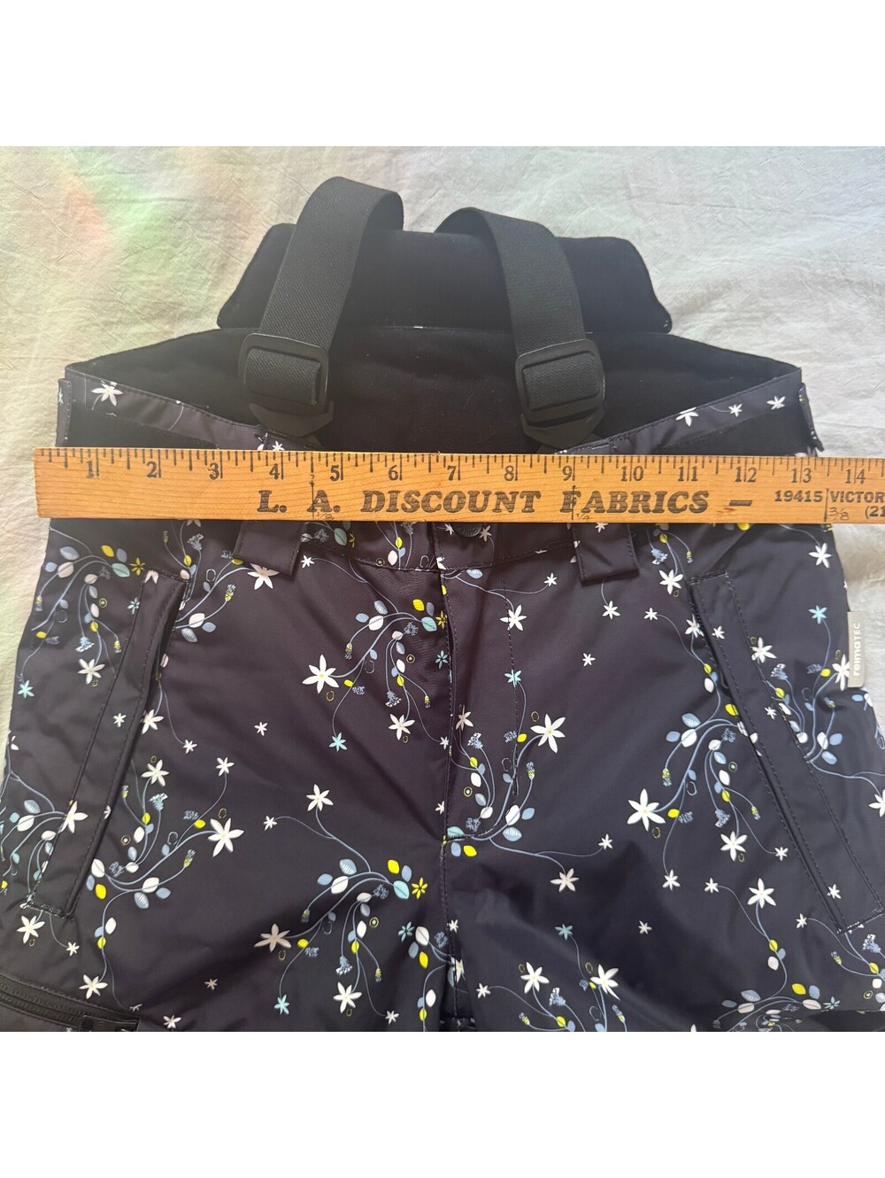 Reima Kids Terrie Reimatec Snow Ski Pants Bibs Floral Print Black Size 134 EUC - Picture 7 of 9